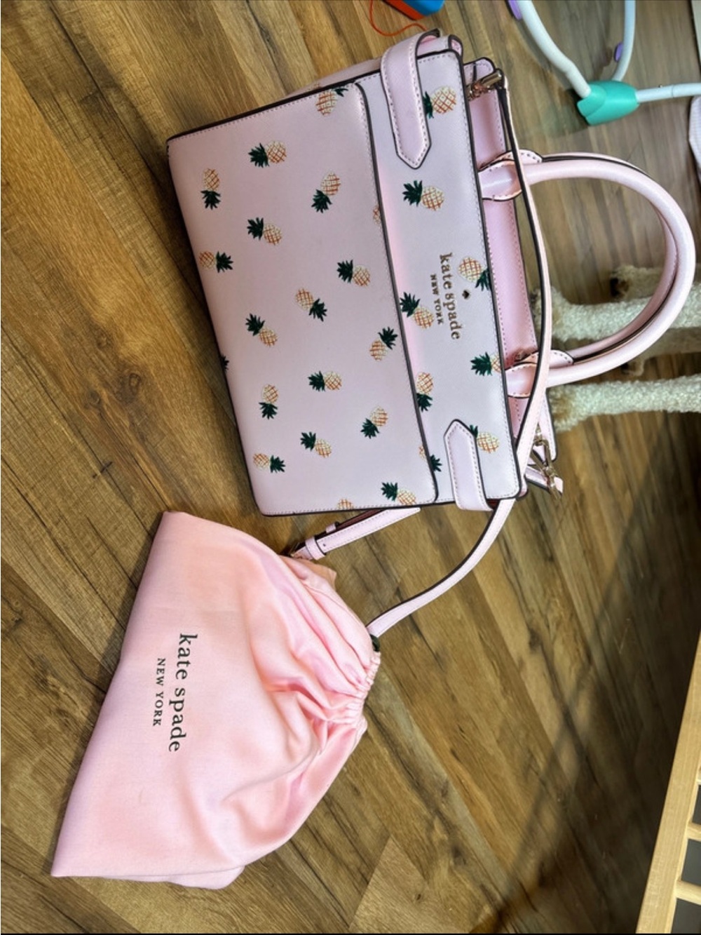 kate spade pink pineapple print satchel